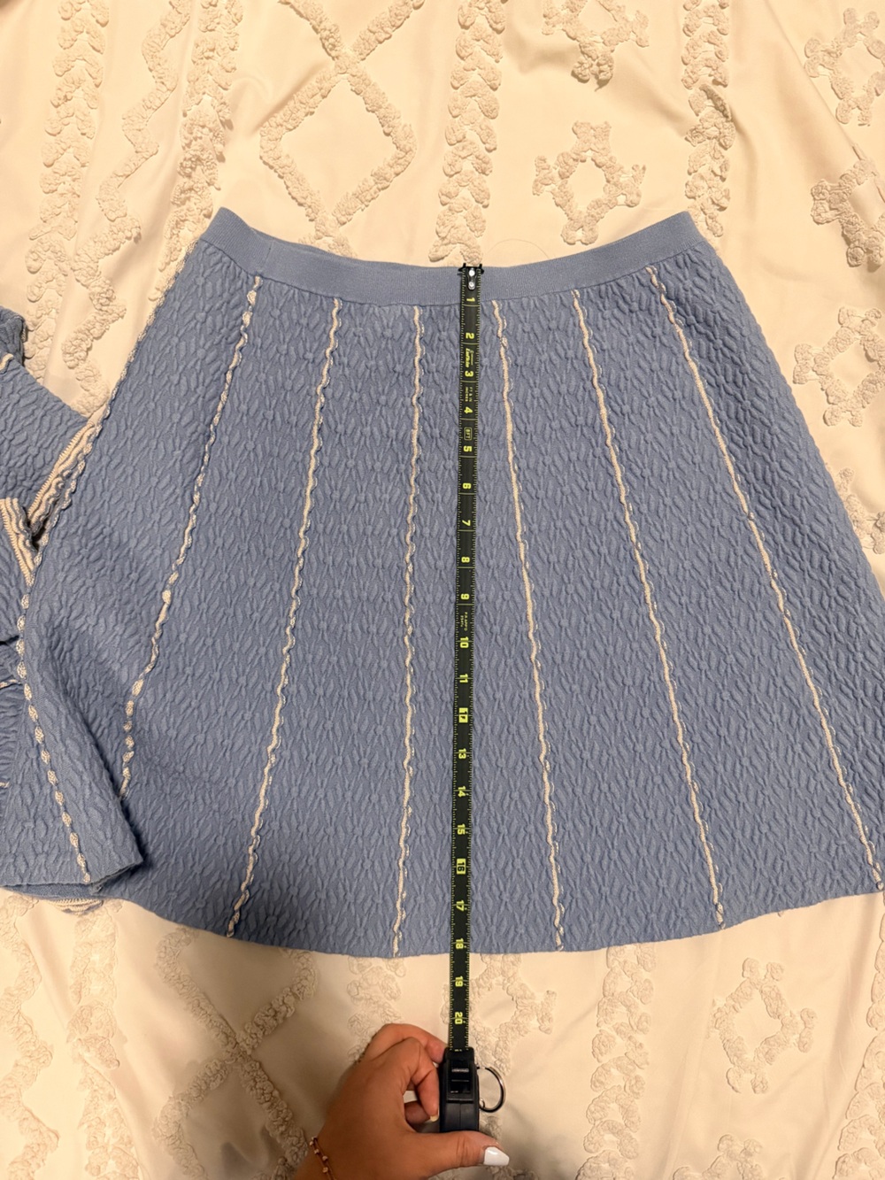 Sandro Light Blue Textured Pearl-Button Jacket and skirt - Picture 3 of 10